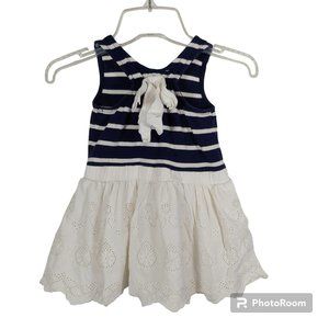 Max Studio Baby Blue and White Striped Dress with Lace Skirt
